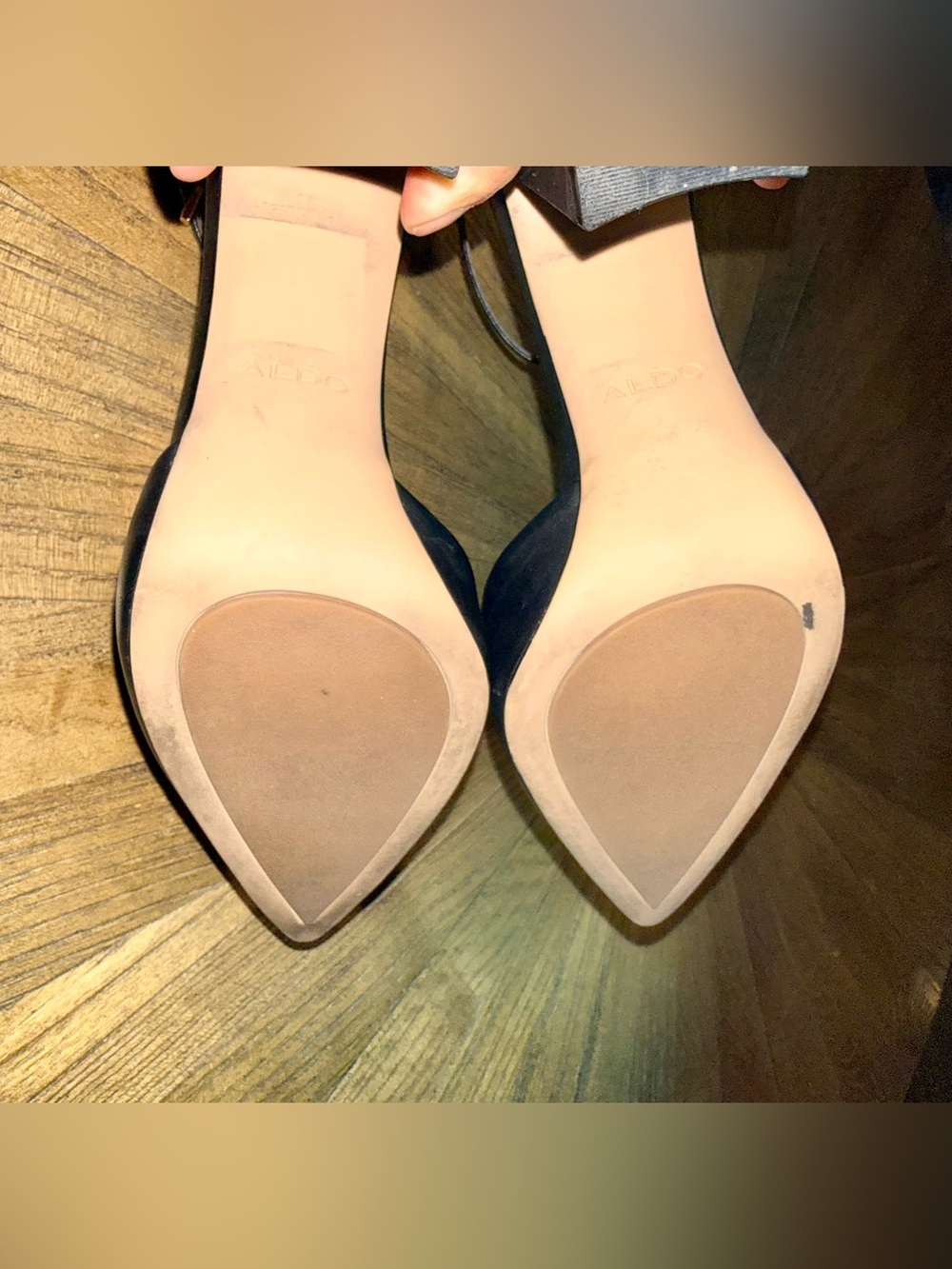 Aldo Black Pointed-Toe Ankle-Strap Block Heels, size 8 - Picture 7 of 8